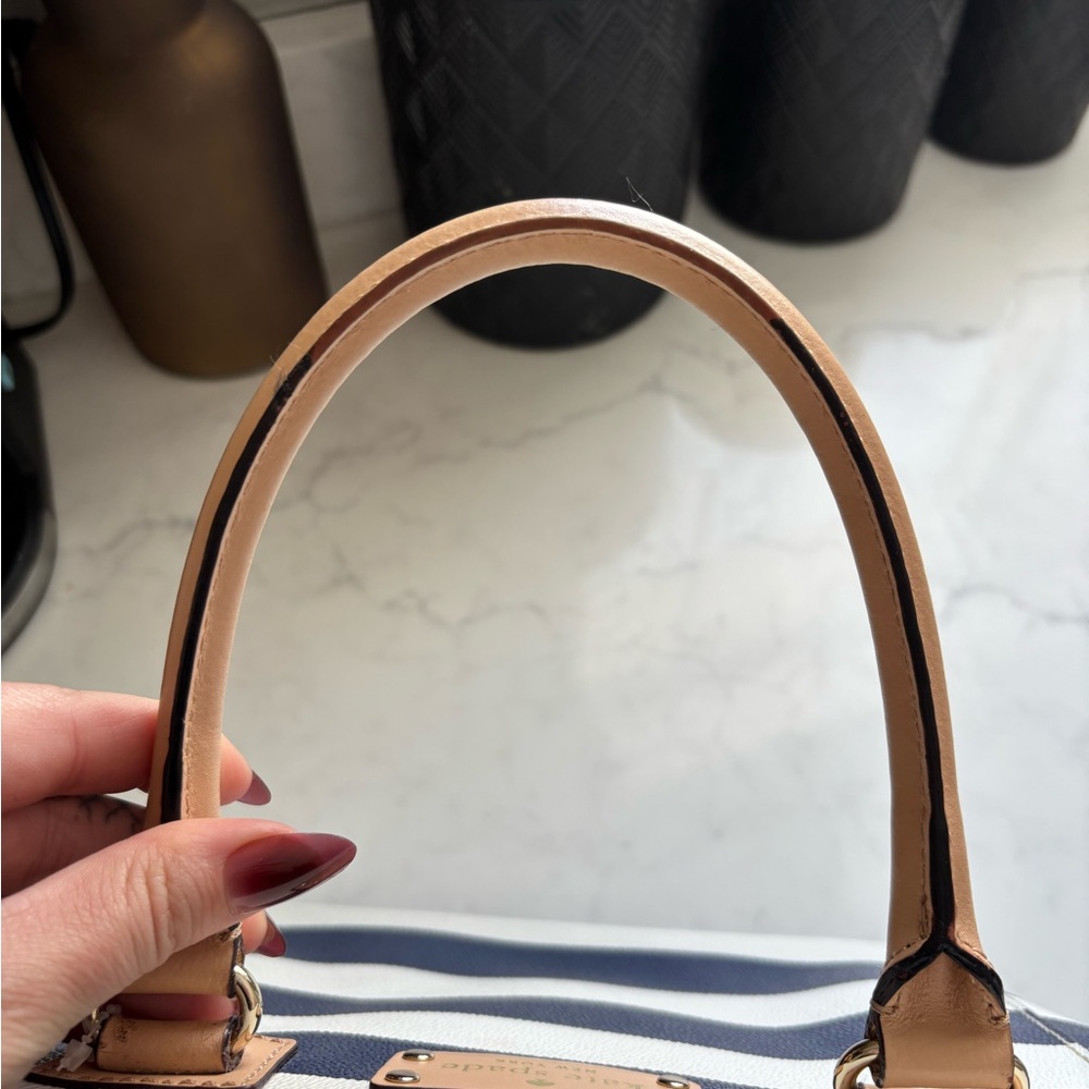 Kate Spade New York Navy Cream Striped Tote Bag - Picture 7 of 9